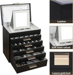 BOOVO Jewelry Boxes for Women, White and Black 6 Layer Large Jewelry Box for Necklace, Bracelet, Earrings, Rings Storage, Jew