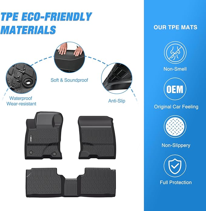 Nilight TPE Floor Mats for Ford Escape (Hybrid Only) 2020 2021 2022 2023 2024 2025 2026,All Weather Custom Fit Heavy Duty Floor Liners