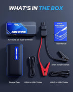AUTOONE M5 9000A Car Jump Starter 12V Battery Jumper Starter Portable (All Gas/All Diesel) 168W DC Jump Box for Car Battery with Built-in Booster, Type-C Fast Charge & Jumper Cables Jump Pack