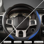 West Llama Customized Auto Car Steering Wheel Cover for Dodge RAM 1500 2500 3500, 15.5-16 inch (Black+Blue-Large Size)