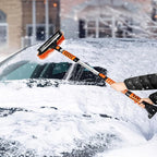 MoNiBloom Extendable Ice Scraper and Brush with Squeegee for Car 4 in 1 Emergency Snow Shovel, Ergonomic Foam Grip and 180° Pivoting Brush Head Car Snow Kit for Cars, Trucks, SUVs, Vehicle