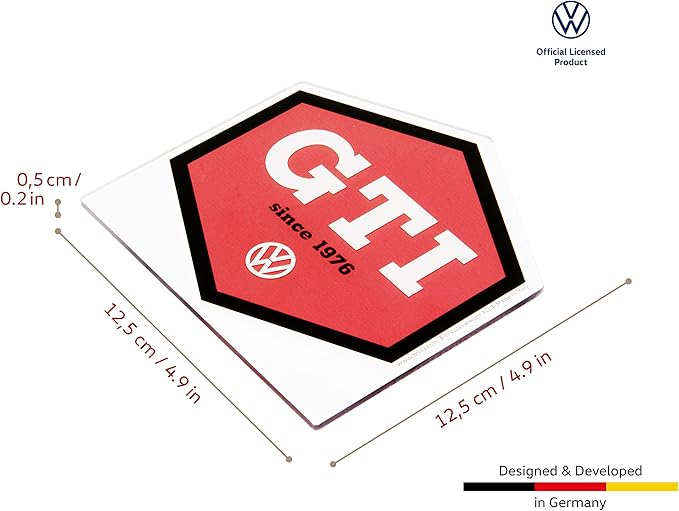 BRISA VW Collection - Volkswagen Polycarbonate Ice Scraper Windshield Scraper Snow Remover Winter Car Accessory in GTI Design (Hexagon/Red)