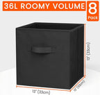 Criusia Large Storage Cubes - 13 Inch Heavy Duty Fabric Storage Bins for Shelves Closet, Cube Organizer - 8 Pack Collapsible 