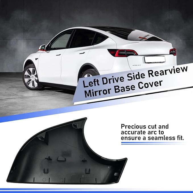 Jaronx Compatible with Tesla Model Y Mirror Lower Cover 2018-2025,Left Drive Side Rearview Mirrors Base Trim Bottom Cover Replacement for Tesla Model Y Accessories(Left)