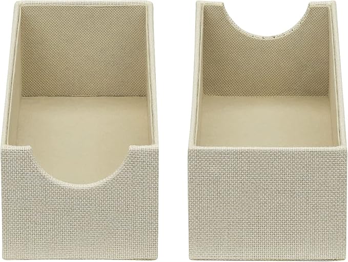 Household Essentials 2-Pack of Drawer Organizers, Sturdy Chipboard With Soft Polyester Cover, Cream Linen