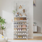 Shoe Rack 7 Tier Shoe Organizer Storage 21-28 Pairs Closet Shoes Rack for Front Door Entrance Shoe Rack Organizer with Hooks 