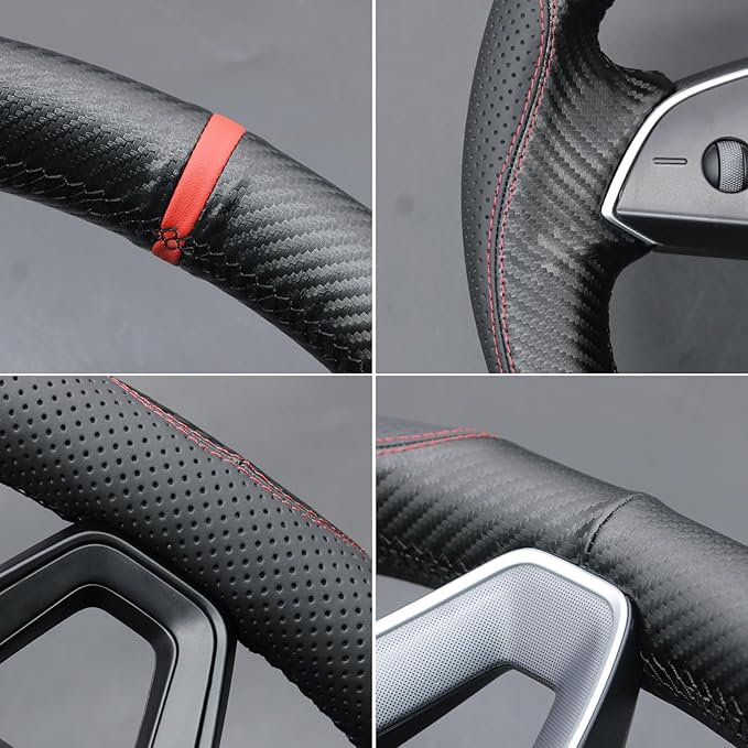 MEWANT DIY Stitching Steering Wheel Cover Wrap for Tesla Model 3 Highland 2023-2025/Model Y 2025 Highland for Tesla Model 3/Model Y Accessories(3D Style)
