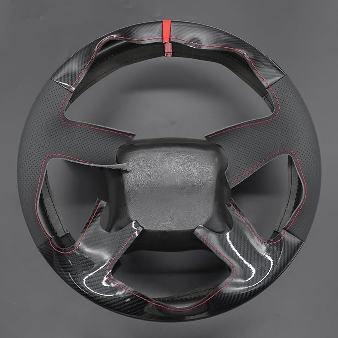 MEWANT Steering Wheel Cover for Chevy Silverado 1500 Astro Blazer Kodiak S10 Made of Shiny PU Carbon Fiber Real Leather