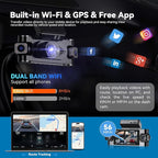 4K 360° Dash Cam for Cars, 4 Channel Front Rear Inside with 128GB Card, Super Night Vision, Fastest 5.8GHz WiFi GPS, Voice Co