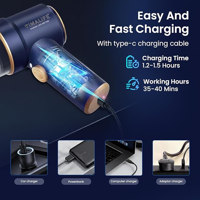 VIMALIFE 10000Pa Cordless Car Vacuum Cleaner & Air Duster, Powerful Handheld Auto Vacuum, 42000RPM Motor, LED Light, Type-C