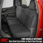 Rough Country Neoprene Seat Covers for Chevy Silverado & GMC Sierra 1500 (2019-2026) w/No Rear Seat Storage or Cup Holder - W