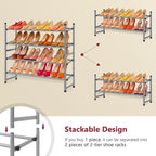 Tajsoon Expandable Shoe Rack for Closet 4 Tier, 29“-41“Adjustable & Stackable Shoe Shelf Storage, Metal Shoe Rack Organizer f