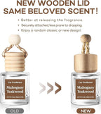 C Classy Car Air Freshener Hanging 2 Pack, Mahogany Teakwood Essential Oil Diffuser for Cars, Cute Glass Bottle Car Accessori