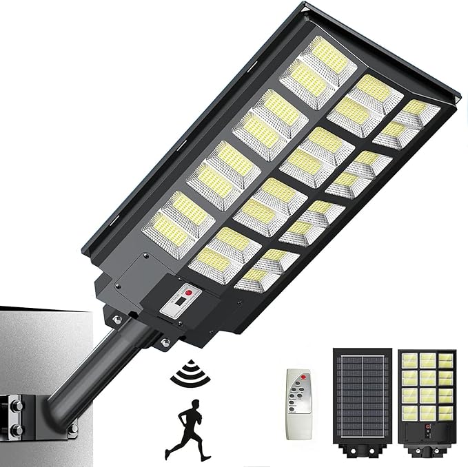 9000W Pro Large Solar Street Lights Outdoor with Thickened Shell, Commercial Grade Street Light Dusk to Dawn, Motion Sensor Solar Security Flood Light Waterproof for Parking Lot, Yard, Driveway, Farm