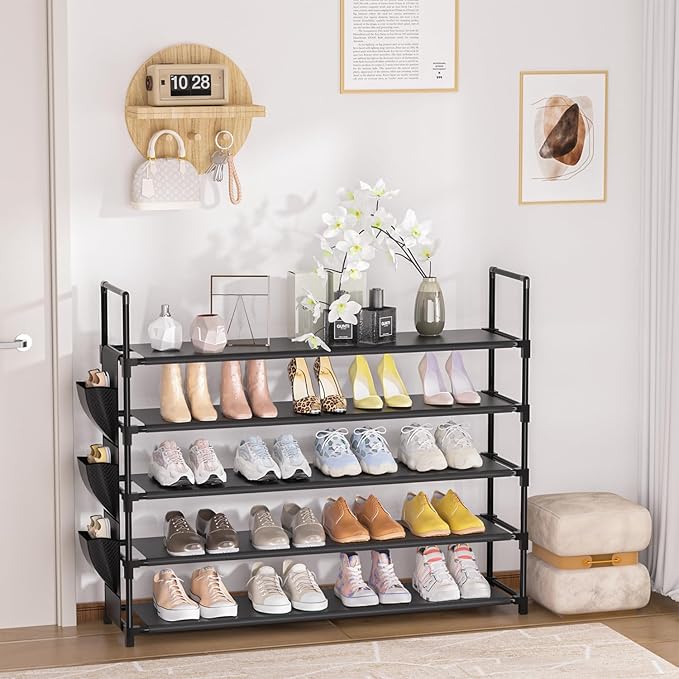 OYREL 5 Tier Shoe Organizer Rack for Closet, Entryway, Garage, Door, Space Saving, Shoe Holder Stand/Tower, Large, 20-25 Capa