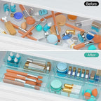 WOWBOX 12 Pack Clear Drawer Organizer Set, Acrylic Drawer Storage Trays, Storage Bins for Makeup, Cosmetics, Jewelries, Utens
