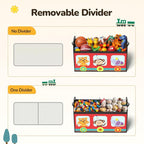 YOHOOLYO Toy Storage Organizer for Kids, 28.3x12.6x17.3 Large Sturdy Flip-Top Toy Box with Fabric Lid & Handles, Cute Train D