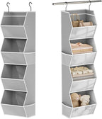 Hanging Closet Organizer 4 Shelf Collapsible Bedroom Closet Organizers and Storage Hanging with Mesh Pockets for Clothes, Fab