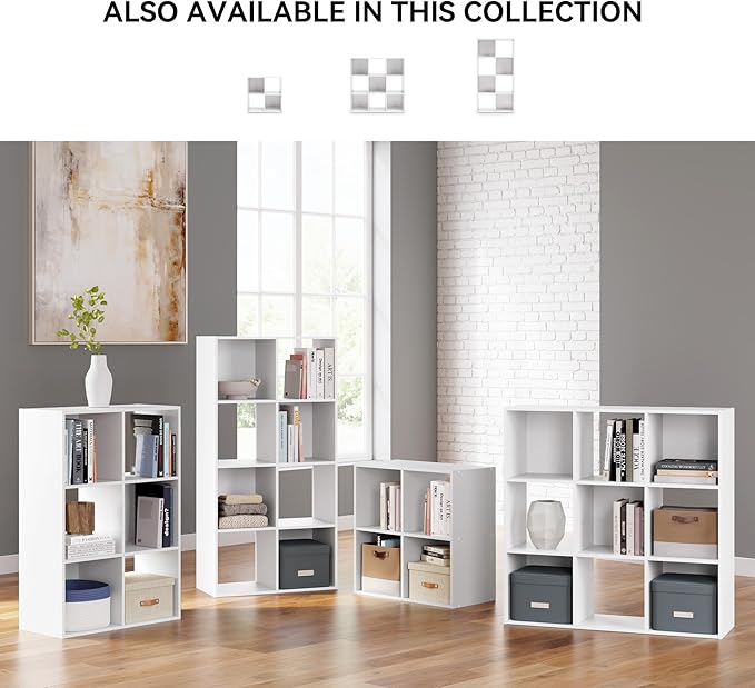 Signature Design by Ashley Onita Modern 3-Tier Floor Standing 6 Cube Organizer for Living Room, Wood, Works with 10.5 W x 10.