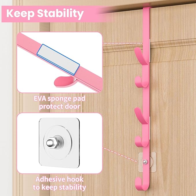 Over The Door Hooks, Metal Door Hooks for Hanging, Over The Door Purse Organizer for Coat Hanger, Back of Shower Door for Han