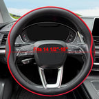 HAOTULE Leather Steering Wheel Cover， with Anti-Slip Stripe Design - Enhanced Grip, Fashion Style, Safe, Non-Slip, Breathable