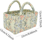 Small Storage Basket Organizer, Mini Fabric Floral Storage Baskets with Handle, Quilted Portable Collapsible Storage (H)