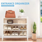 4 Tier Bamboo Shoe Rack Storage Organizer for Closet, Multifunctional Stackable Free Standing Shoe Shelf Organizer for Small 