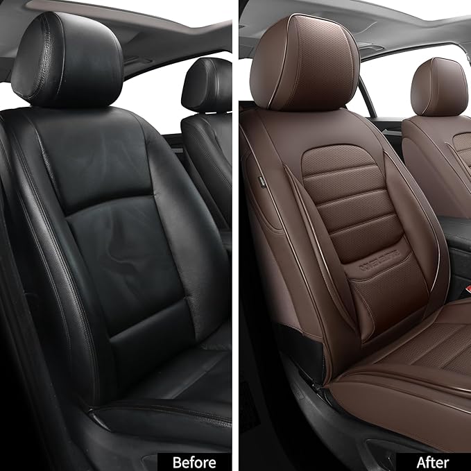 Car Seat Covers Front Seats, 2Pcs Universal Faux Leather Front Seat Covers for Cars, Waterproof Automotive Seat Covers Breath