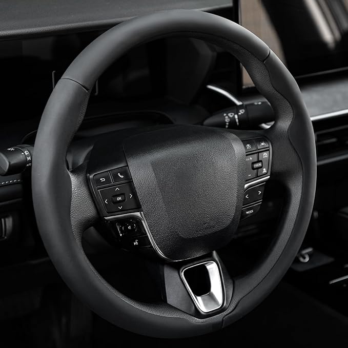 West Llama Leather Steering Wheel Covers,3 Piece Car Wheel Cover Universal Fit 99% Cars (Black)