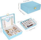 Dajasan Jewelry Box for Teenage Girl Gifts, Jewelry Organizer Box for Little Girls Kids, 2-Layer Large Jewelry Gift Box for C