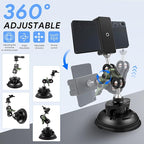 REYGEAK Aluminum Alloy Car Suction Cup Camera Mount,with Phone Holder with 1/4 Thread,Windshield Vehicle Attach for GoPro Hero13/12/11/10/9 Black DJI Pocket 3/Action 5/4,Insta360 X4/X3 Accessories