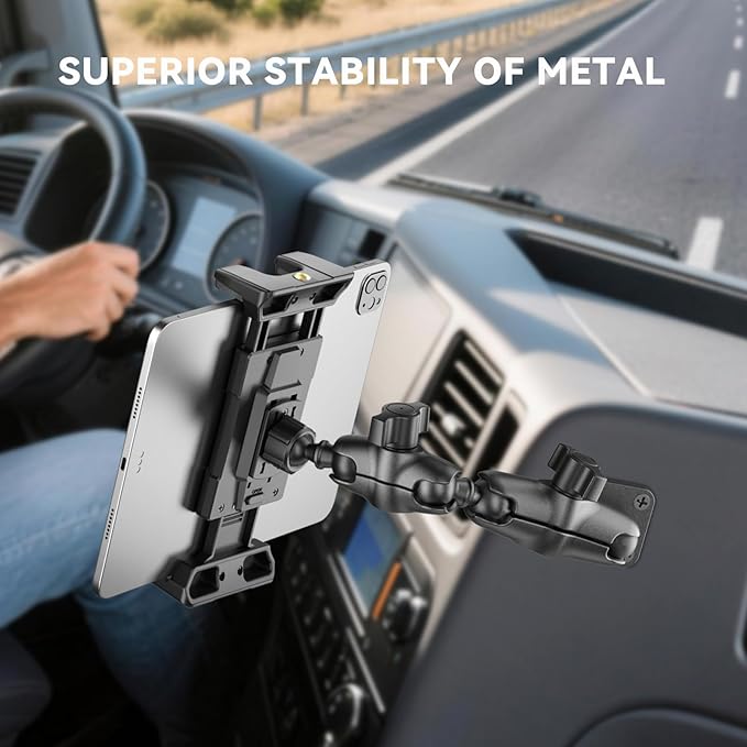 OHLPRO Tablet Mount for Truck - Heavy Duty Drill Base Tablet Holder for Car Dashboard, iPad Holder for All 5"-13" iPad Pro Samsung Galaxy Kindle fire Tablets and Car Wall etc. - 8-inch Aluminum Arm