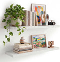 INHABIT UNION White Floating Shelves Set of 2, 35.43in Wall Mounted Display Ledge Shelves for Bedroom Bathroom Living Room an