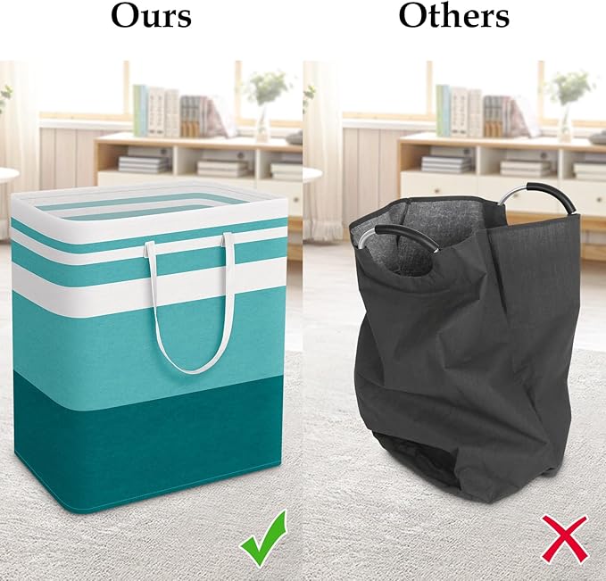 StorageRight Large Collapsible Laundry Basket Hamper with Easy Carry Handles，Freestanding Clothes Hampers for Laundry, Bedroo