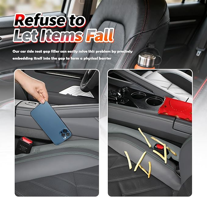 Aokdom 2026 2PCS Upgraded Car Seat Gap Filler with Fixing Ring,Elastic Car Gap Filler to Avoid Dropping Cell Phones/Keys,Essential Cars Gaps Seat Fillers Cars Accessories (Sage Green)