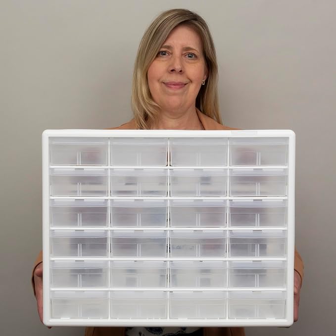 Akro-Mils 24-Drawer Plastic Drawer Storage Cabinet for Garage Organization, Bead Organizer, Building Bricks Storage, Teacher 