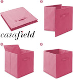 Casafield Set of 6 Collapsible Fabric Cube Storage Bins, Hot Pink - 13" Foldable Cloth Baskets for Shelves, Cubby Organizers 