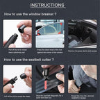 ACEBON 2-in-1 Emergency Car Escape Tool - Spring-Loaded Window Breaker & Seatbelt Cutter, Compact Lifesaver for Families, Por