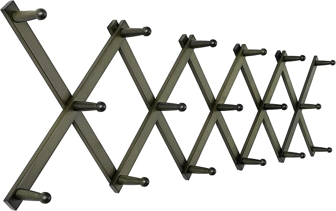 SKOLOO Hat Rack for Wall with 17 Hooks, Solid Wooden, Modern, Expandable Coat Rack Wall Mount for Coats, Hats, Bags, Baseball