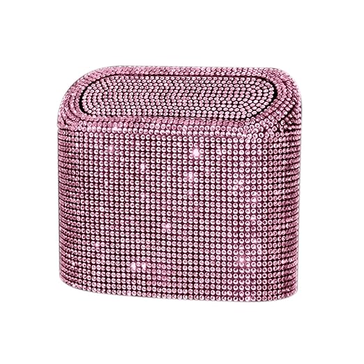 Sparkly Car Trash Car,Hanging Garbage Can with Lid Bling Rhinestone Trash Bin,Litter Container for Vehicle,Office,Home (Pink)