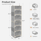 STORAGE MANIAC 6-Shelf Hanging Closet Organizer and Storage, 2 Separable 3-Shelf Haning Organizers for Closet, Collapsible Ha