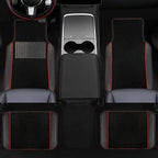 NBTEPEM 10 Pcs Car Floor Mats Full Set Car Accessories, Microfiber Leather Steering Wheel Covers 14.5-15 inch, Center Console