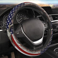 Camouflage Deer American Flag Steering Wheel Cover for Men, Anti-Slip Elastic Breathable Soft Rubber Car Steering Wheel Prote