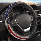 Camouflage Deer American Flag Steering Wheel Cover for Men, Anti-Slip Elastic Breathable Soft Rubber Car Steering Wheel Prote