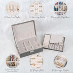 Jewelry Box for Women Girls, 2 Layers Jewelry Organizer Container with Lock, PU Leather Storage Case with Removable Tray, Jew