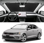 Custom Fit Windshield Sun Shade for VW Jetta 2011-2018, Blocks UV & Heat, Front Window Sunshade Accessorie, Easy Fold & Store Keep Your Car Cooler