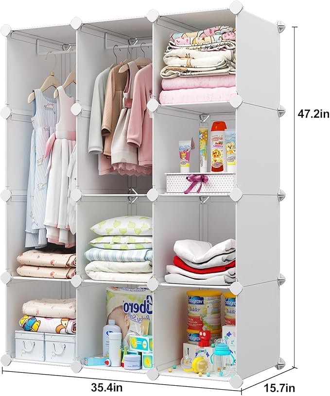 VIPZONE Baby Closet,Dresser, Kids Closet Organizers, Portable Kids Wardrobe for Closet, Bedroom, Nursery, Cubby, Cabinet, Clo