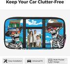 Attractions Sun Visor Organizer for Trucks,Vacation Skull Card Sleeve Pocket with Multi-Pocket Zipper, Auto Interior Accessories Pocket Organizer