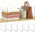 Purse Organizer for Closet Shelf Dividers: 6-Pack Adjustable Clear Acrylic Bag Storage Organizer for Handbags, Sweaters, Towe