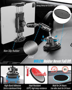 woleyi Tablet Holder for Car Truck Heavy Duty Suction Cup [Large Clamp] [Thick Case Friendly] Tablet Mount for Windshield, Dashboard, Window, for iPad Pro Air Mini, iPhone, Galaxy Tab, 6-15.6 Devices